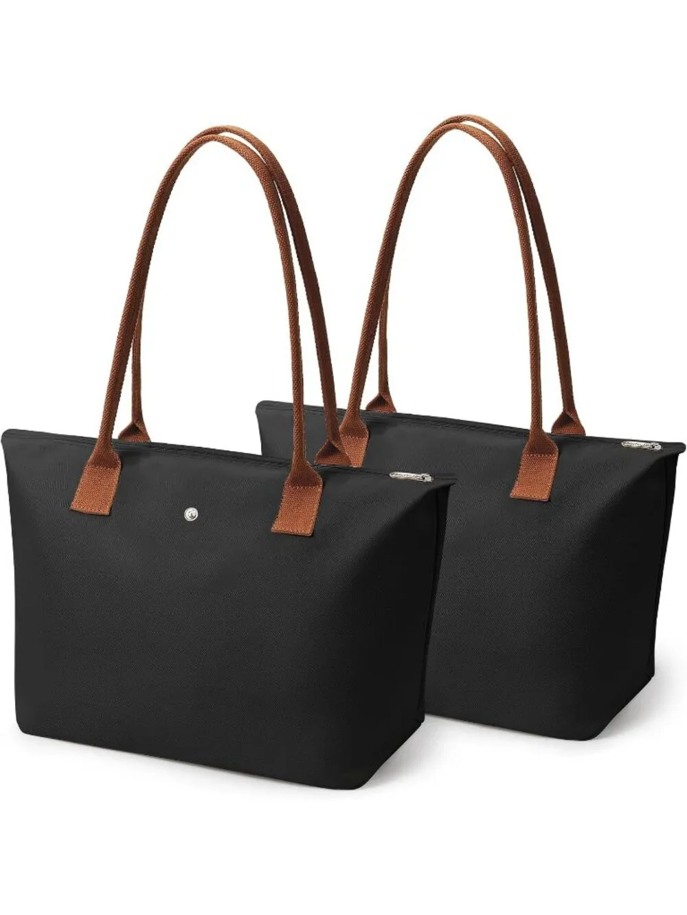 👜Women's Black Black Nylon Tote Bag Large Capacity Shoulder Handbag With Zipper